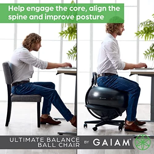 Silla Gaiam Ultimate Balance Ball - Ejercicio Premium Estabilidad Yoga Pelota Ergonomía Foto 4 de 4