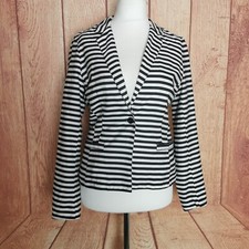 Numph Size 10 Black & White Striped Evelyn Jacket