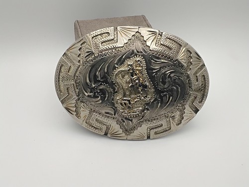Vintage Alpaca Mexico Stamped Cowboy Roper western belt buckle