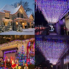 360 LED Christmas Icicle Lights, 29.5 FT 8 Modes Curtain Fairy Lights