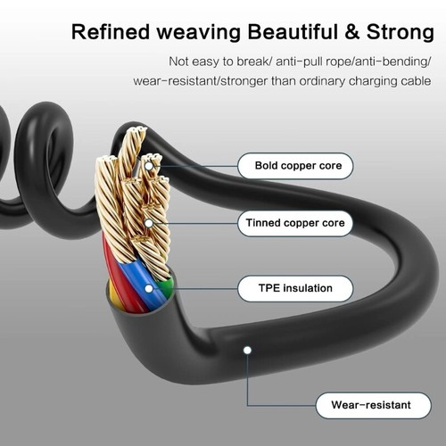 Coiled USB Type C Charger Cord Fast Charging Data Line for A54 A14 A13 S22 S21 - Zdjęcie 3 z 8