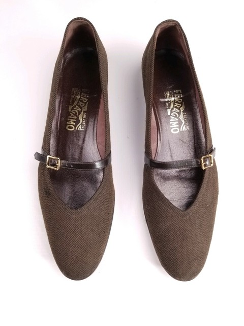 Salvatore Ferragamo Vintage Flats Fabric Mary Jane Shoes Womens 9 AAAA Narrow | eBay