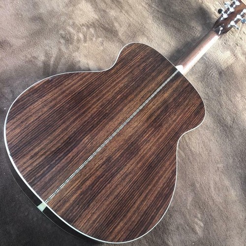 Guitarra de madera acústica superficie pintura brillante amarilla OM 40 pulgadas - Imagen 11 de 12