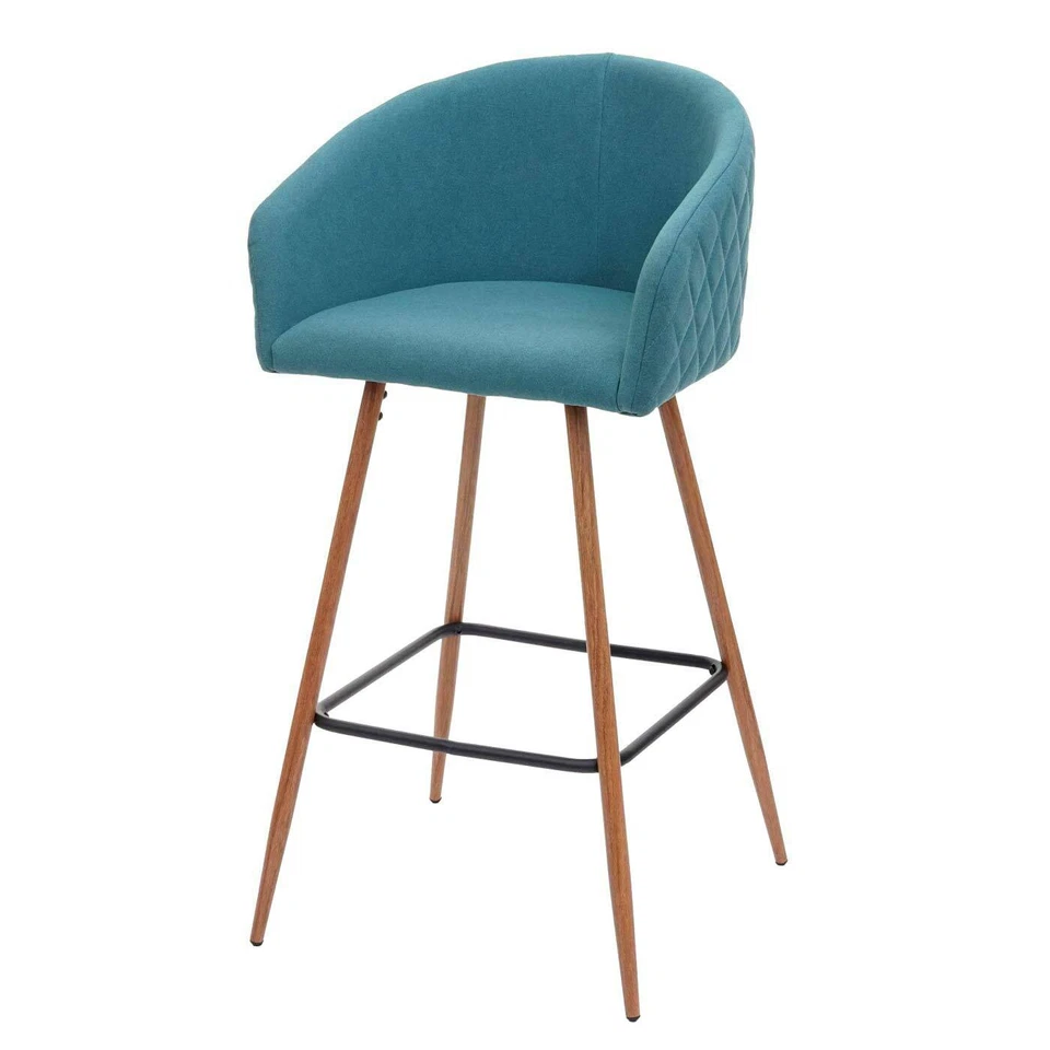 2x Silla de bar HWC-D72, taburete de bar taburete de bar, con respaldo tela/textil turquesa - Imagen 2 de 4