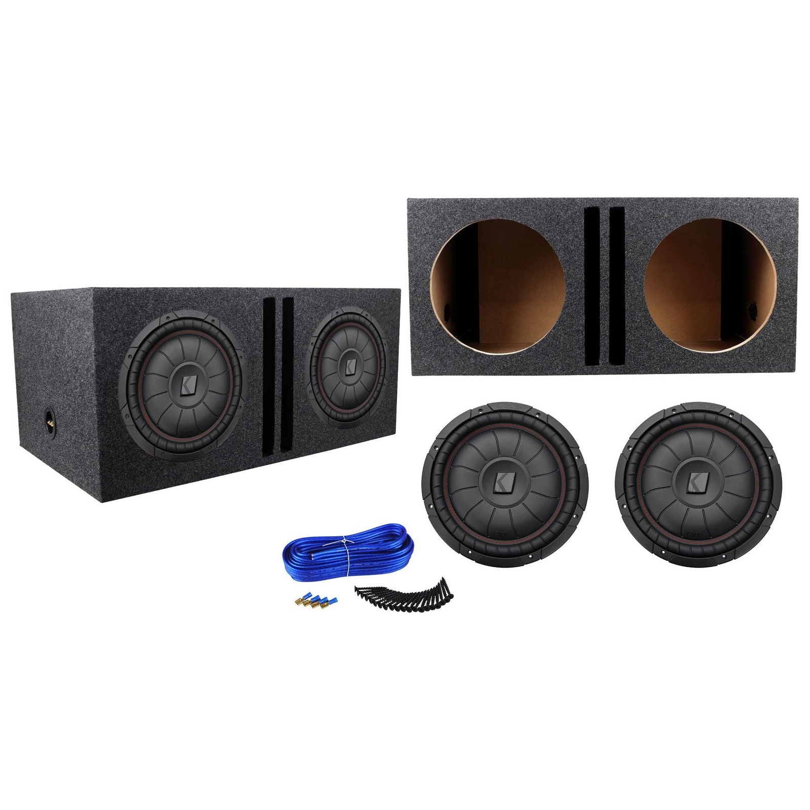 2 Kicker 43CVT124 COMPVT - 12 автомобильных сабвуферов мощностью 1600 Вт Вентилируемый корпус сабвуфера 59590₽