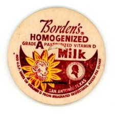 Milk Bottle Cap - Borden's Homogenized Milk - San Antonio, Texas - Elsie cow!