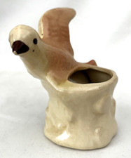 VINTAGE PORCELAIN DOVE ON A STUMP PLANTER