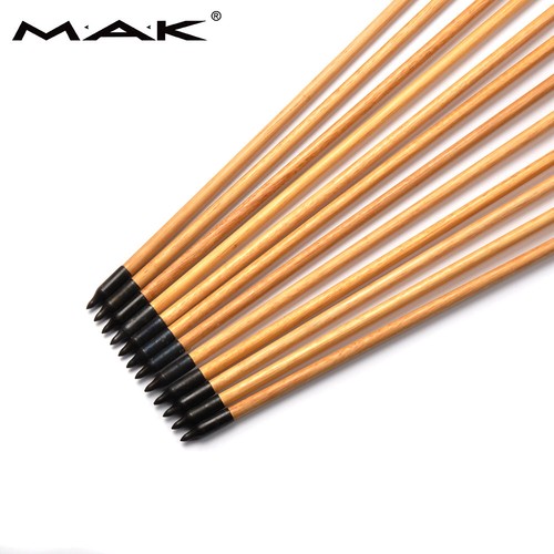 12Pcs Traditional Wooden Arrow W/ Turkeys Blue Real feather For Shooting Hunting - Picture 7 of 8