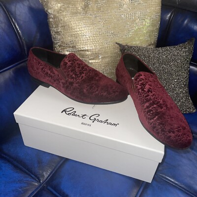 Robert Graham Burgundy Velvet Horsebit Driving Loafers Men’s Size 8 Moccasins Boardwalk Triple Burgundy Suede Horse-Bit Loafers main image 4