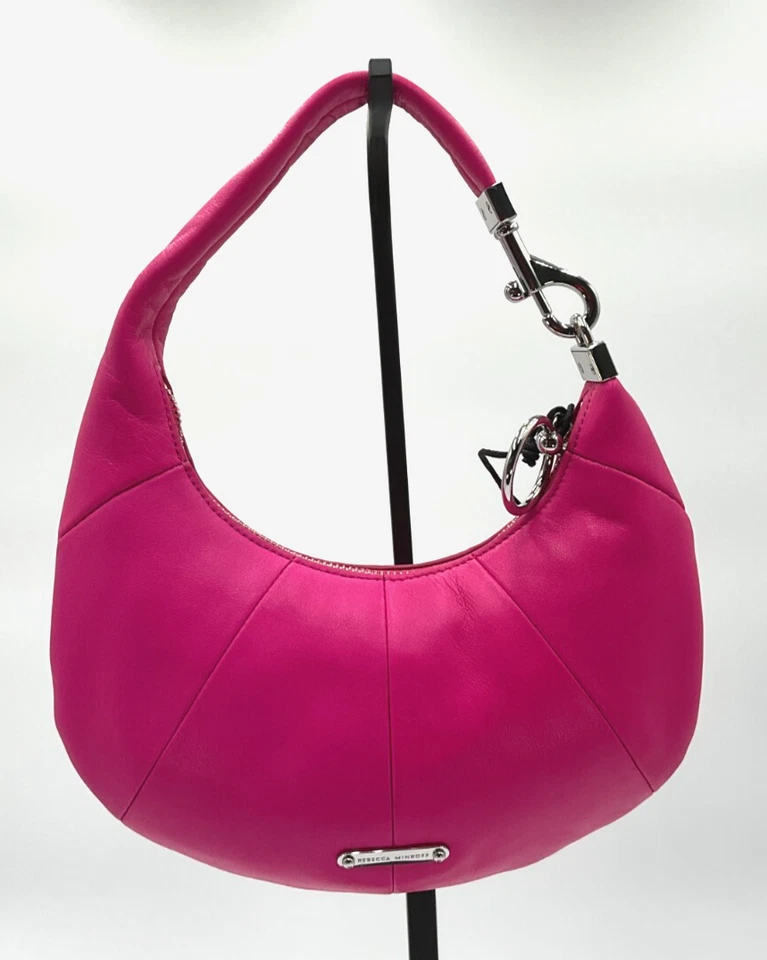Bolso de Hombro Rebecca Minkoff Mini Croissant Ojales Rosa Cósmico Nuevo con Etiquetas Foto 3 de 4