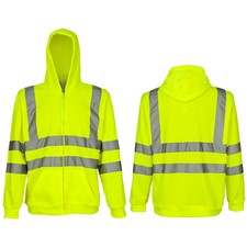 Warnschutz Sweatshirt Pullover Warnschutzpullover Pulli Gelb Kaputze (MERK-Z)