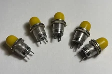 5 Vintage Dialco DIALIGHT 5131-032 Drake With Yellow Dome Cover New Old Stock