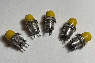5 Vintage Dialco DIALIGHT 5131-032 Drake With Yellow Dome Cover New Old Stock