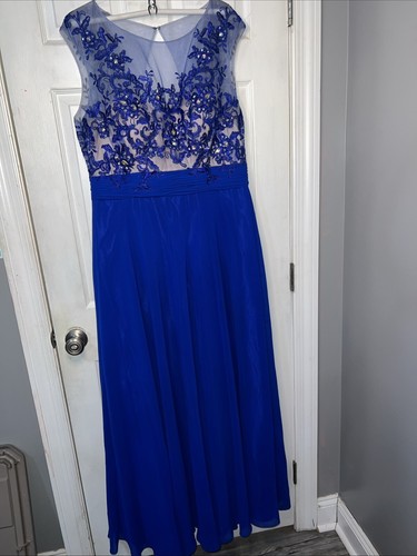 Dancing Queen USA Women's Blue Rhinestone Lace Jeweled Size Xxl Maxi Dress