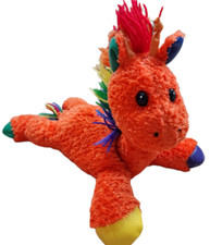 Baby Zoo HTF Lovey Security Plush Giraffe Yarn Leather Orange Red Blue Green
