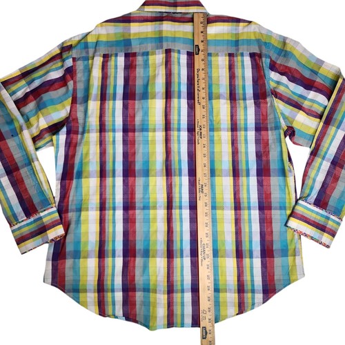 Robert Graham Shirt Mens 2XL Gingham Multicolored Flip Cuff - Picture 12 of 13
