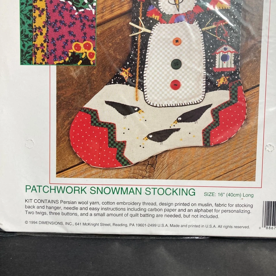 Sunset Patchwork Snowman Stocking Kit 18043 Embroidery Sewing Felt Project - Image 3 of 4