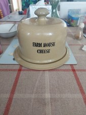 Vintage Moira Pottery Stoneware Farmhouse Cheese Tray With Dome Cover