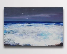 Seascape painting Original art Impressionism Oil on canvas by S. Chernyakovsky