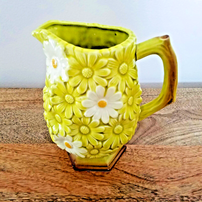 Norcrest Daisy Flower Pitcher Japan Ceramic 1960's Retro Vintage