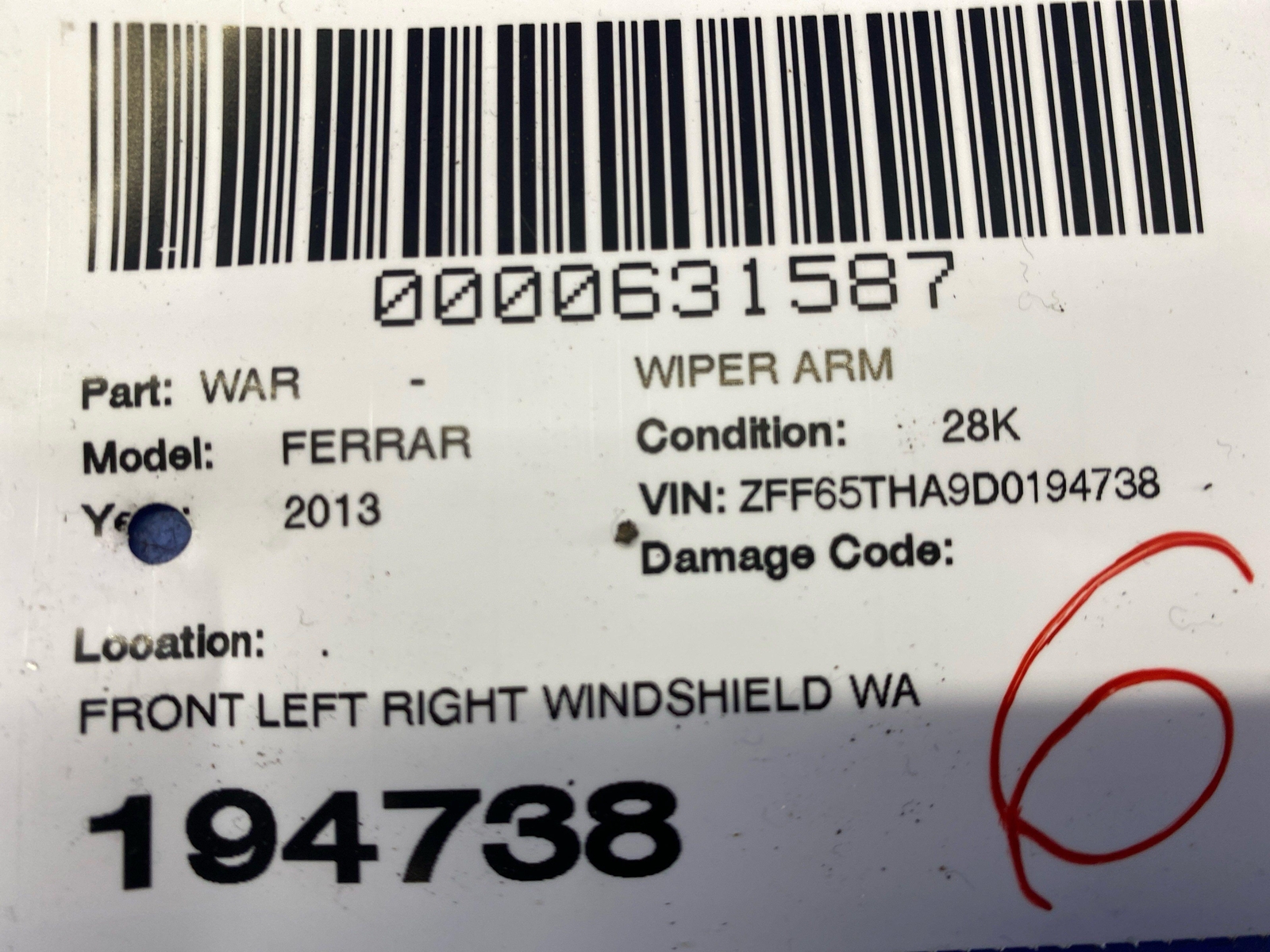 2008-2014 FERRARI CALIFORNIA FRONT LEFT RIGHT WINDSHIELD WASHER WIPER ARM SET