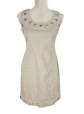 CALVIN KLEIN Womens Sheath Knee Length Dress Size 4 Beige Crew Neck Sleeveless