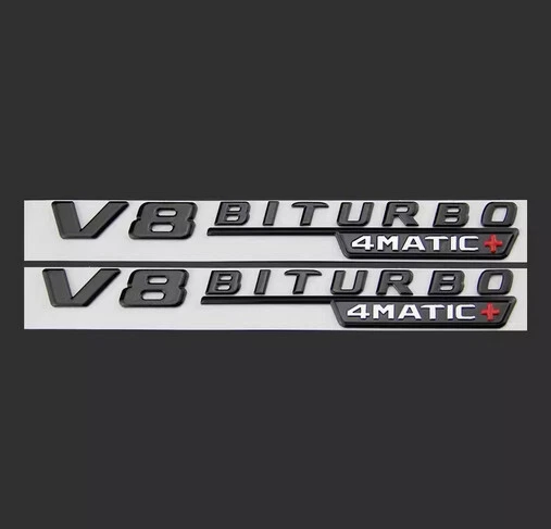 Black S63 AMG V8 BITURBO 4MATIC+ Trunk Fender Badges Emblems for Mercedes W222 - Image 4 of 4