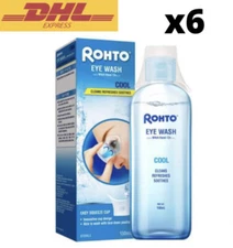 ROHTO Cool EYE WASH  Cleans, Refreshes, Soothes Dry & Tired Eyes - 150ml x 6