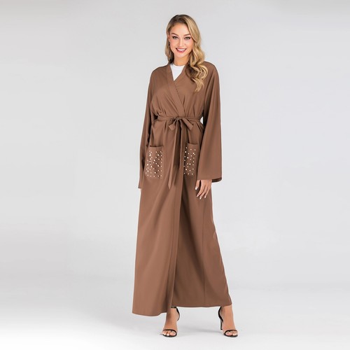 Cardigan donna musulmano aperto caftano abiti lunghi kimono islamico Dubai abiti abito - Foto 17 di 19
