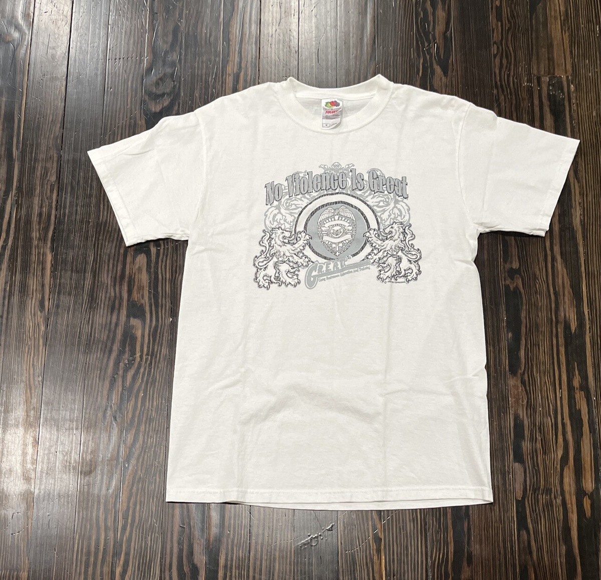 ★DNSR★ Violent T-shirt white No Violence Is Great Graphic Print T Shirt Mens Medium White
