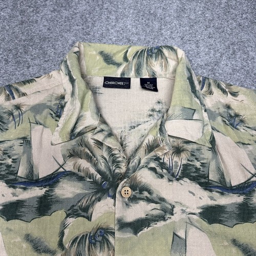 Cherokee Shirt Adult Medium Floral Summer 100% Silk Hawaiian Men's Short Sleeve - Picture 6 of 9