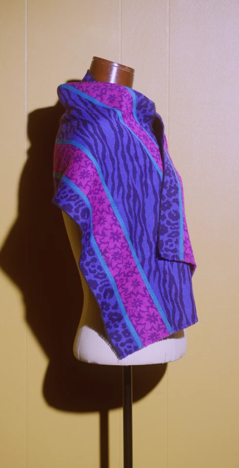 Bufanda vintage Adrienne Vittadini años 80 estampado cebra leopardo nueva ola Foto 4 de 4