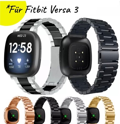 Für Fitbit Versa 3 Armband Sense Smartwatch   Glieder Metall Edelstahl Band