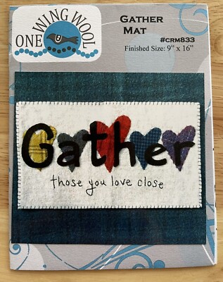   Wool Appliqué Home Decor Mini Pattern  Gather  Mat By One Wing Wool