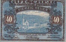40 HELLER 1921 City of PRESSBAUM Lower AUSTRIA Notgeld Banknote #PE332.U