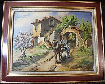 tableau Peinture huile. "le petit cheval" signé R. Derobert - Photo 1/4