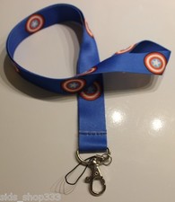 Captain America Lanyard Neck Strap Keychain ID Badge Holder Marvel blue shield