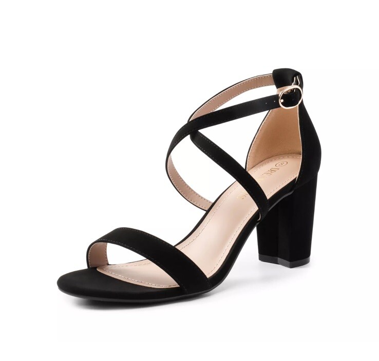 Dream Pairs Women Low Chunky Heel Ankle Strap Open Toe Wedding Heel Sandals 