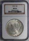 1922 Peace Silver Dollar NGC MS 63