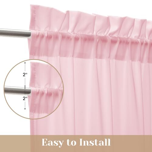 Non-See-Through French Door Curtains for Front 1 Panel-54 x 40 Light Pink - Imagen 5 de 7