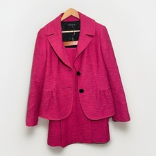 Lafayette 148 New York Skirt Suit Size 8 Two Piece Set Wool Pockets Fuschia
