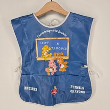 Care Bears Art Smock Kids OS Blue Vintage 80s Retro Vinyl Apron Bib Smock
