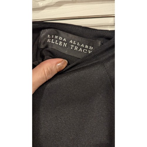 Linda Allard Ellen Tracy Women Black Silk Skirt 2 Petites Classic Officewear - Picture 4 of 4