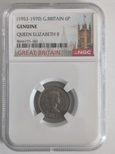 1959 Great Britain 6P NGC Genuine Queen ELIZABETH II Six Pence Slab