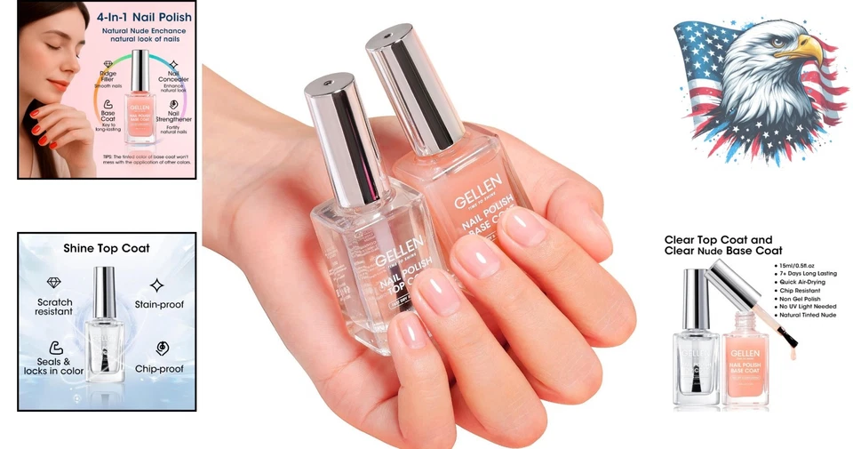 Juego de esmalte de uñas de secado rápido: capa superior, fortalecedor y relleno de cresta - 15 ml Foto 2 de 4