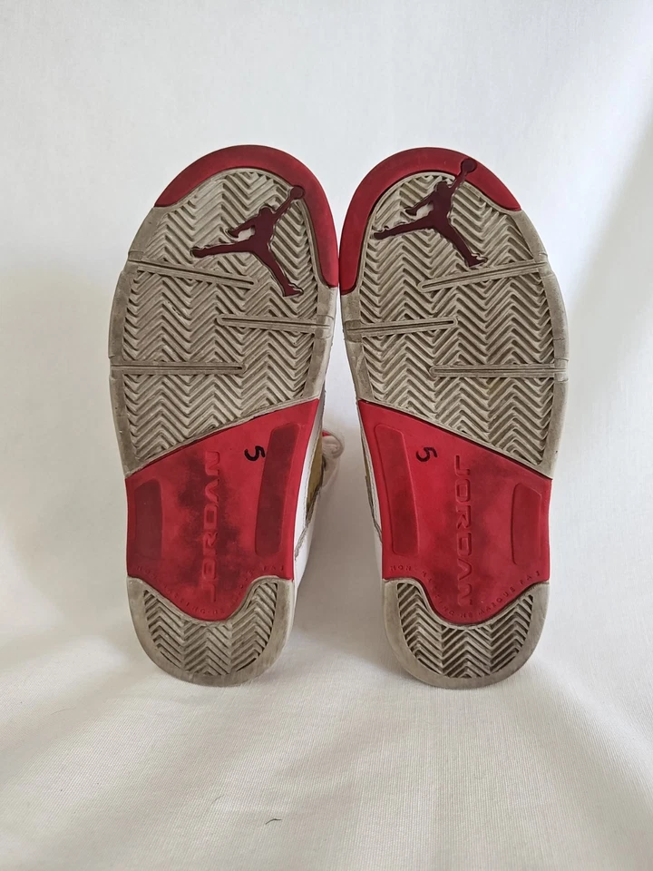 Niños Jóvenes Nike Air Jordan V 5 Retro Blanco Legado Rojo Escarlata Fuego Zapatos 1.5Y Foto 3 de 4