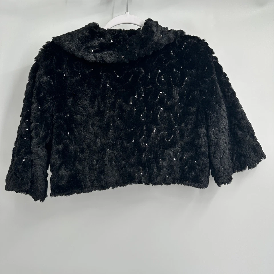 Chaqueta bolero de piel sintética para mujer IN Studio talla L negra lentejuelas caprichosas noche Foto 2 de 4