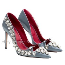 Women's Pointed Toe High Heel Rhinestone Wedding Party Sandals Single Shoes Pump