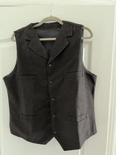 Men  s Tweed Wool Western Cowboy Herringbone Vest, Large