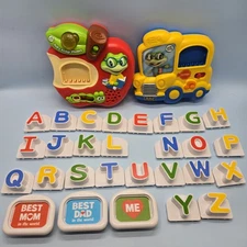 FRIDGE PHONICS • LeapFrog Tads Interactive Apple & Bus Magnetic Talking ABC Toys